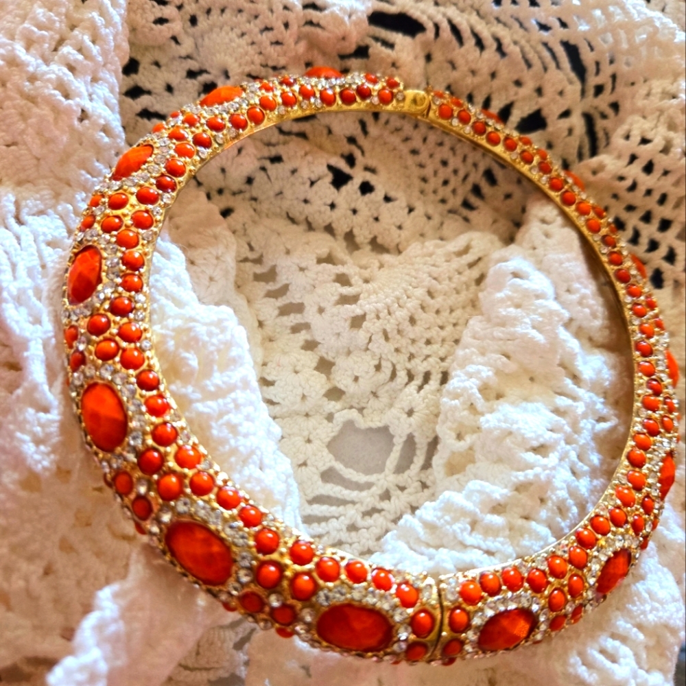 Amrita Singh Bangle Necklace Sagaponack Crystal Choker Necklace 12.5in